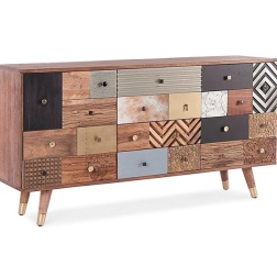 Credenza 2 ante 4 cassetti in legno Dhaval